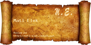 Matl Elek névjegykártya
